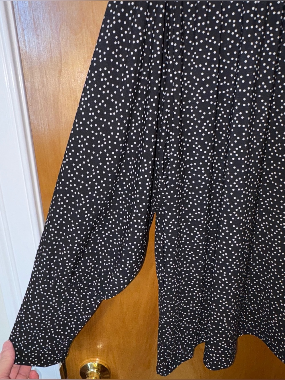 Anne Klein black/white polka dot jersey knit pleated mock neck top Size XL - Picture 2 of 8